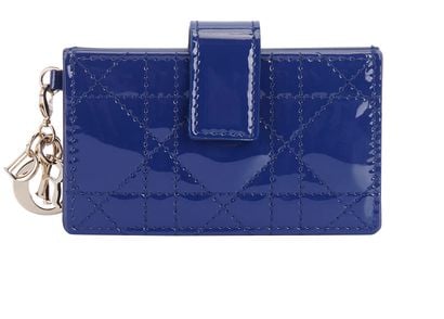 Christian Dior Lady Dior 5-Gusset Card Holder, &pound;295, Accessories, Blue, Patent Leather, Front view